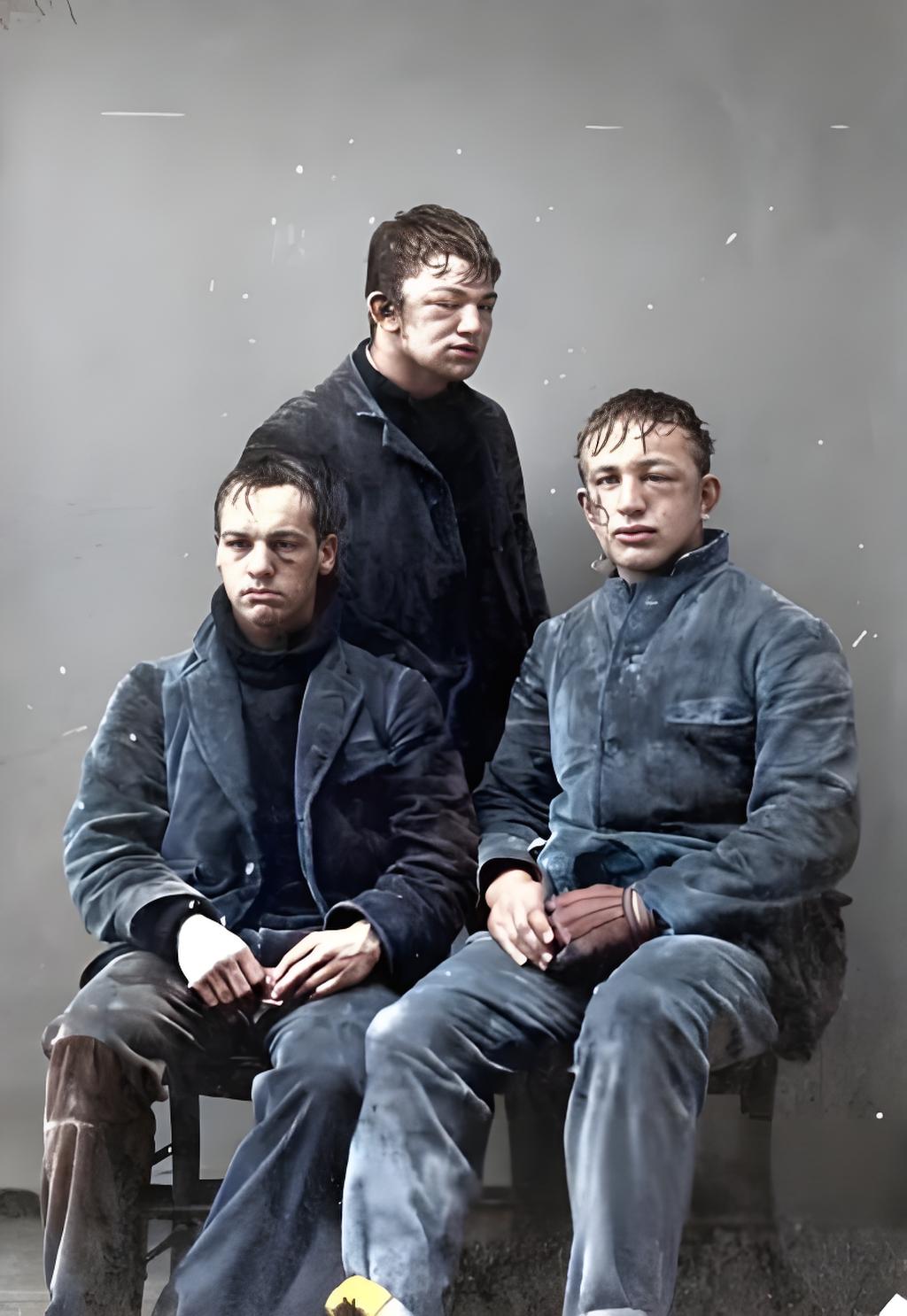这是一张旧照里的人物，是1893年普利斯顿，一年级生和二年级学长打完雪球大战后，