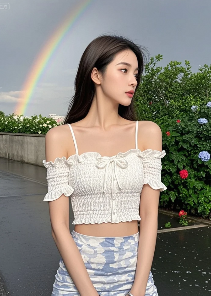 云破天光，虹桥如练，她的侧影是雨后最动人的诗行。