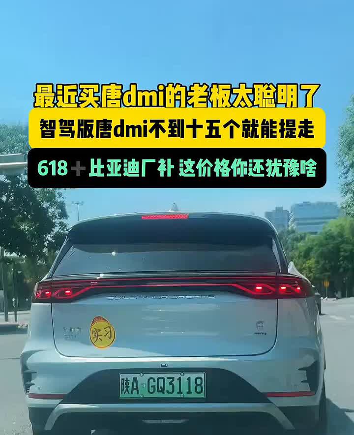 最近买唐dmi的老板太聪明了，智驾版唐dmi不到十五个就能提走。618+比亚迪厂