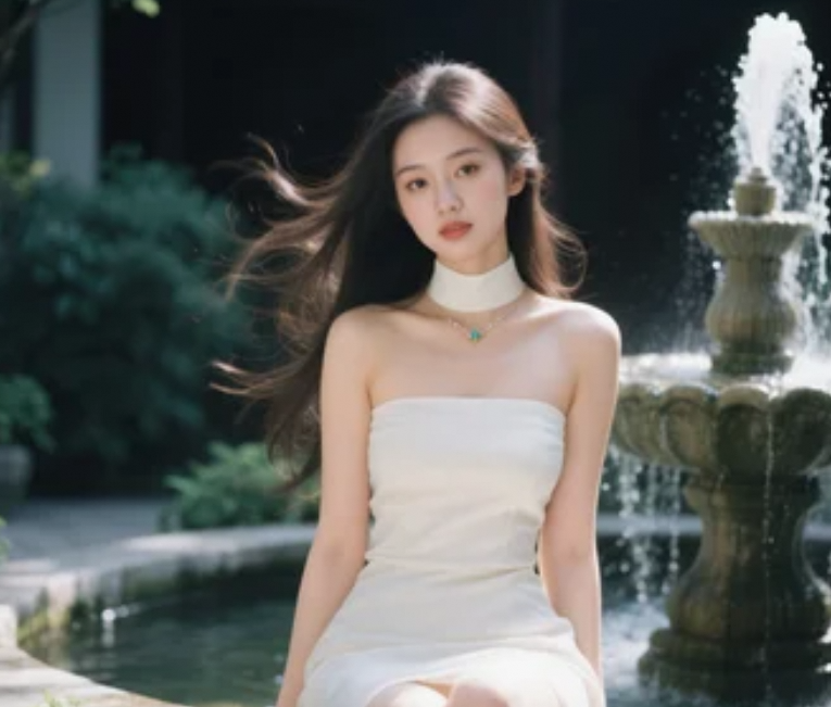 清泉如玉佳人俏，回眸一笑百媚生