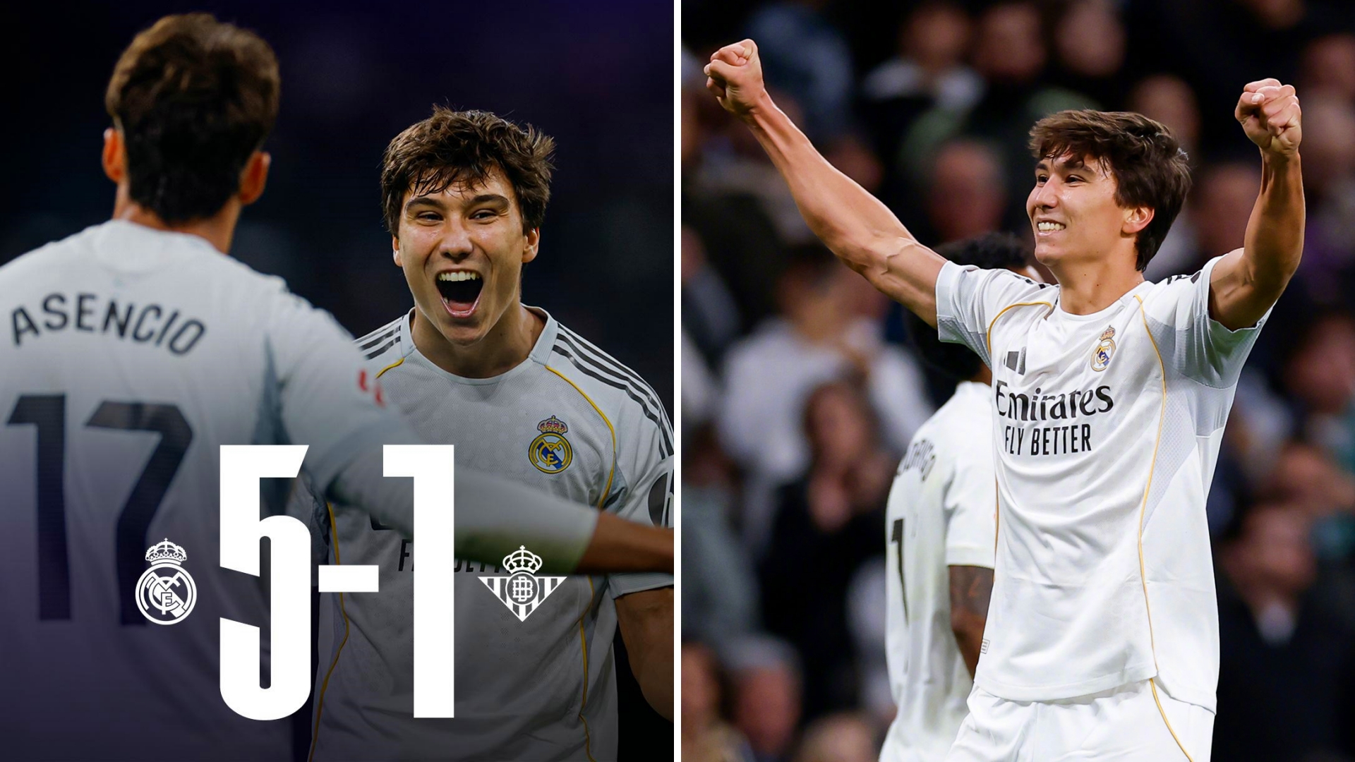 西甲：皇家马德里主场5-1大胜皇家贝蒂斯，各赛事4连胜距榜首4分。
贡萨洛完成帽