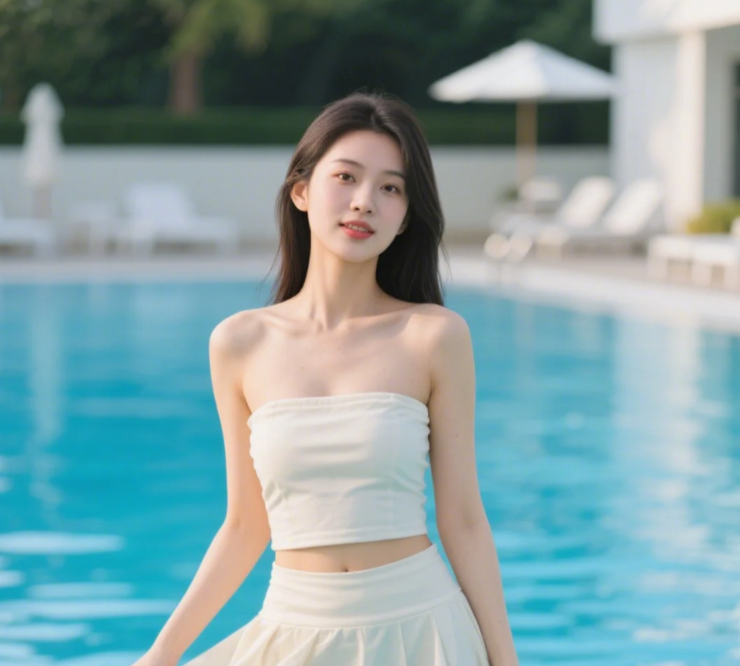 泳池边的小姐姐，美到让人挪不开眼！