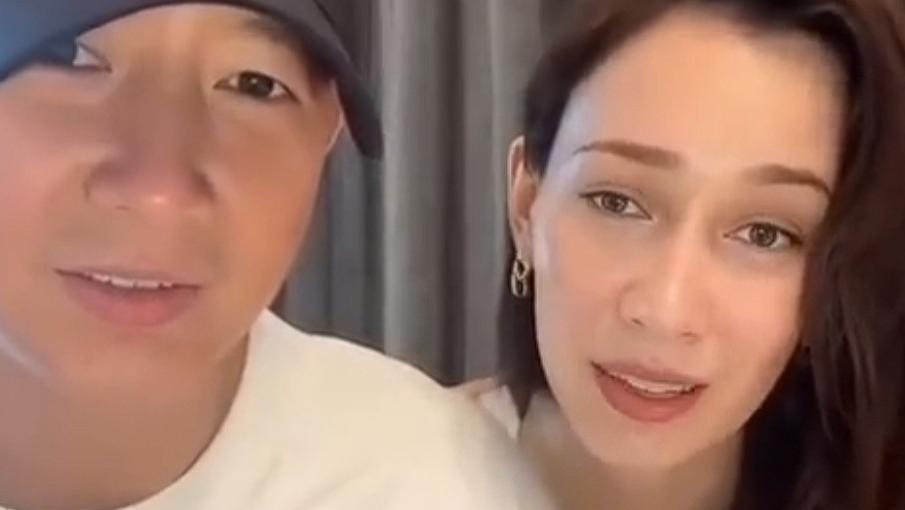 韩庚官宣二胎，卢靖姗小腹隆起疑似5个月，网友：期待“好”字成双