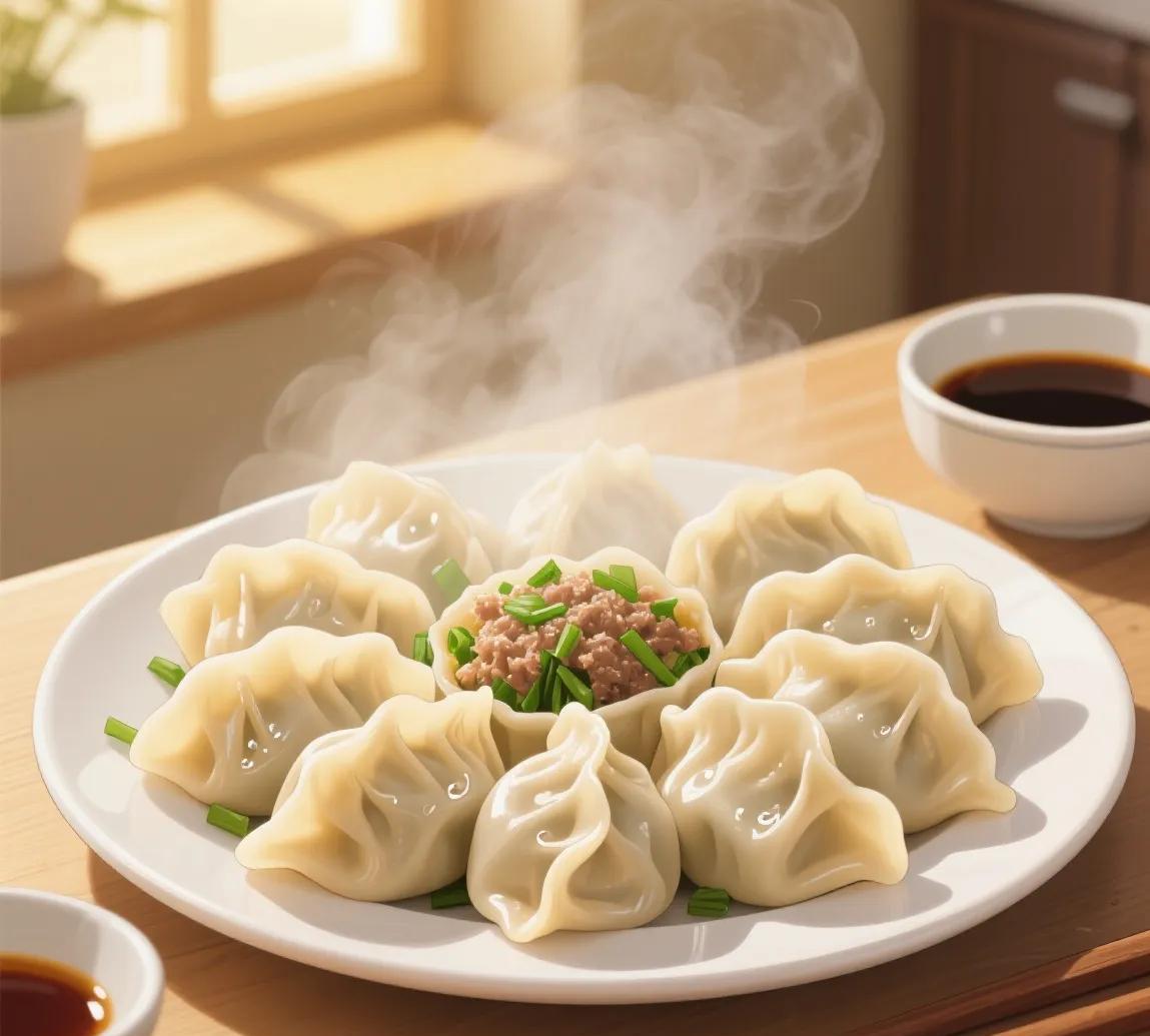 好想吃一大盆韭菜饺子，自己不动手的那种。
前天我买了很多瘦肉，想包饺子。
本来前
