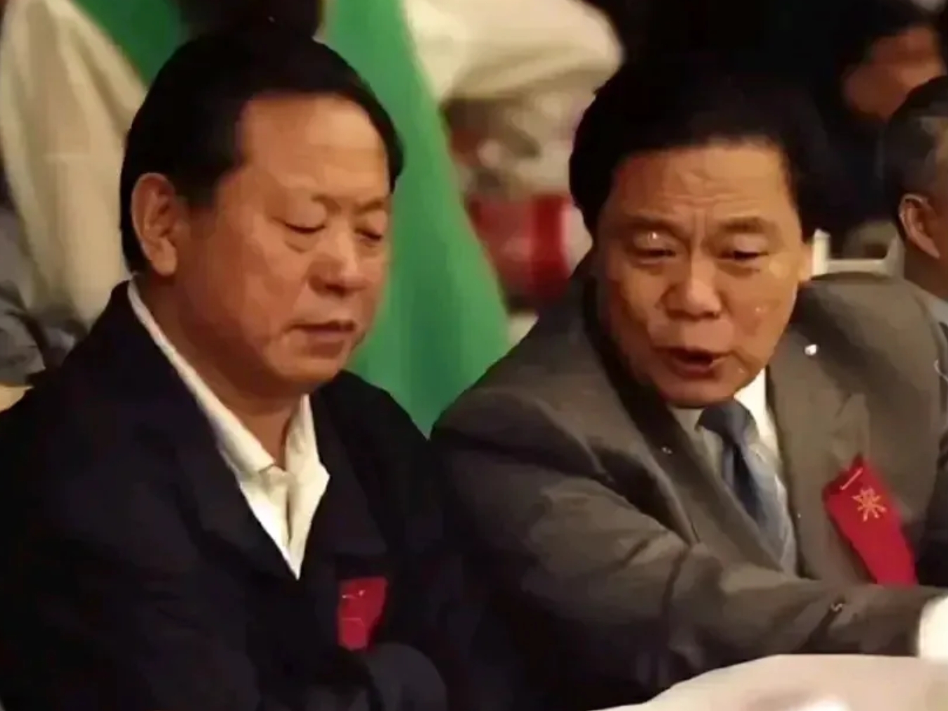 王茂林（右）与胡富国在一起，摄于1993年。
王茂林时任山西省委书记，胡富国时任