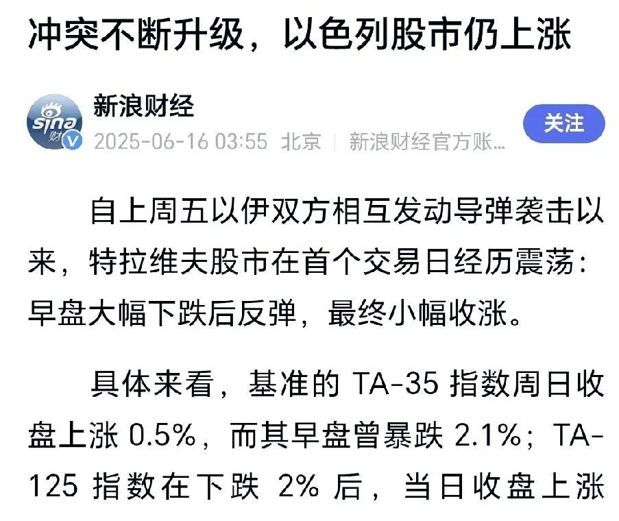 以色列证券交易所被炸了！
饶是以伊冲突这么厉害，以色列股市竟然这几个交易日总体还