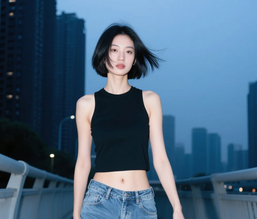 晚间短发佳人，冷峻之美难以言表