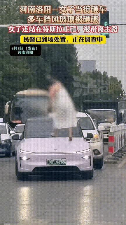 精神病发作这么厉害么？
洛阳这女子精神病发作，跑到大马路上无差别砸车，拿着锤子见