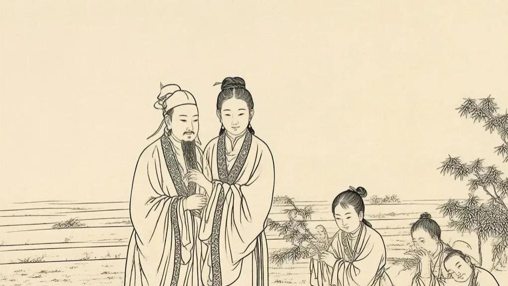 古代地主踏春巡视田庄的一天