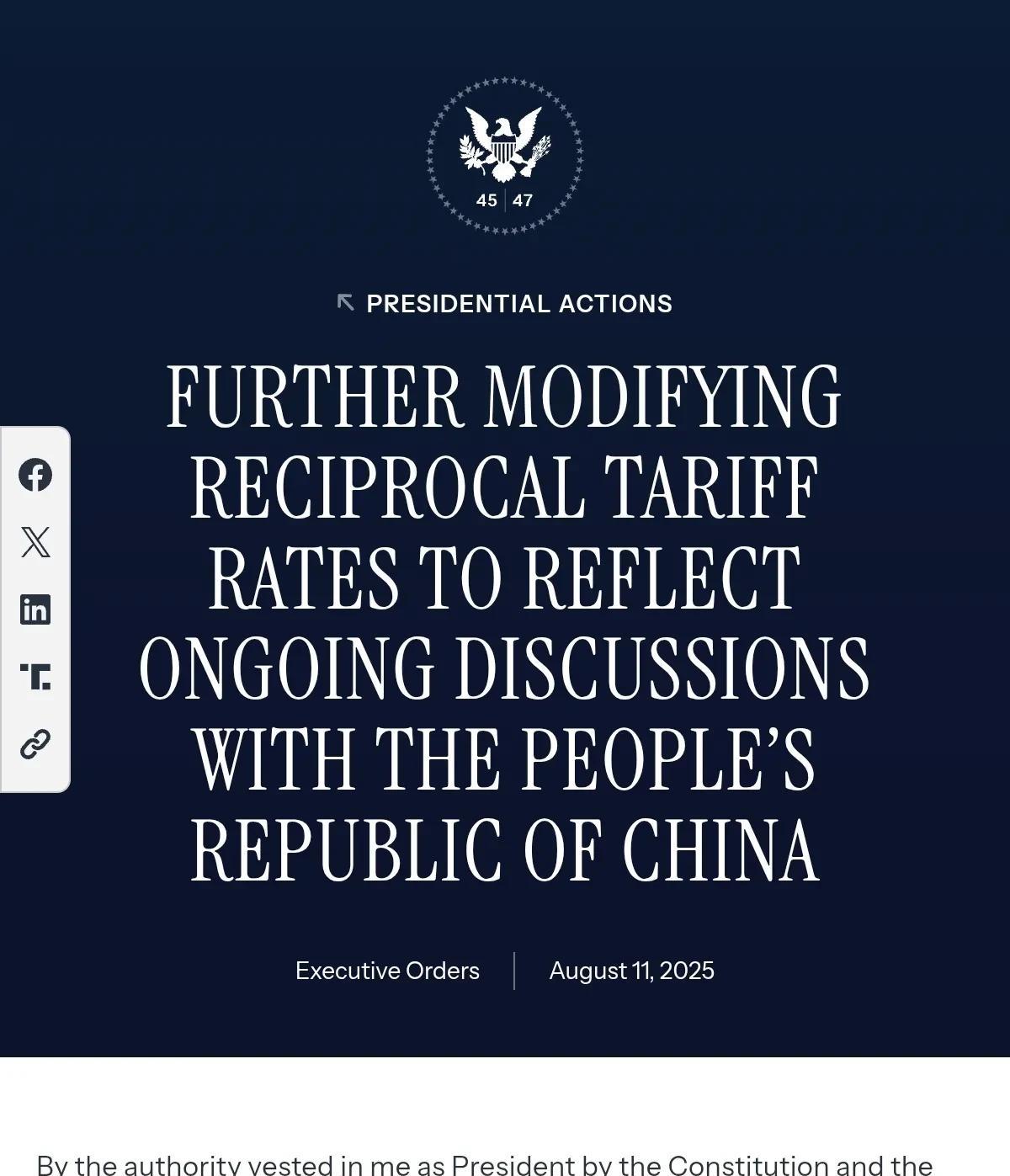 特朗普签署文件中美互征关税战推迟至少90天
#洲哥讲时事# 当地时间2025年8