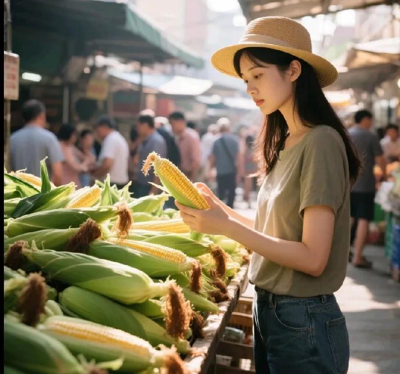 接受教训
能在菜市场买的菜
不去超市买
今天一大早来到菜市场准备买点鲜玉米
昨天