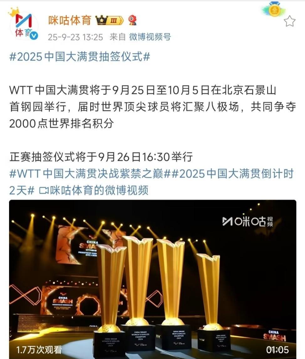 真快呀！
北京大满贯马上就要开启了！
这一次，参加名单上乌泱泱的都是国乒
我知道