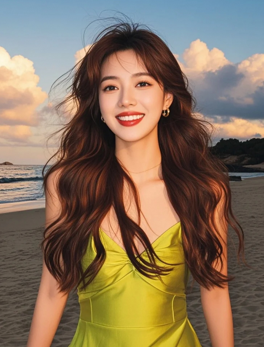 海风吻长发，裙摆轻扬，她是海边最动人的风景