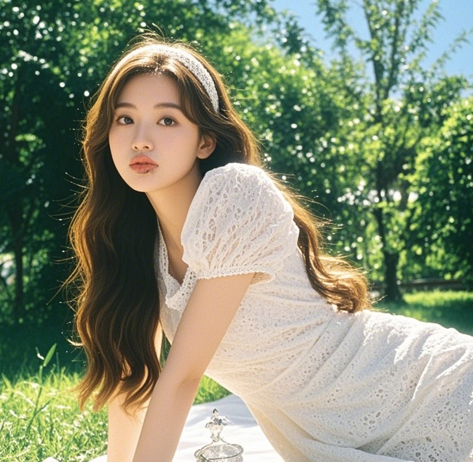 娇俏佳人托腮凝望 水灵双眸让人一眼万年