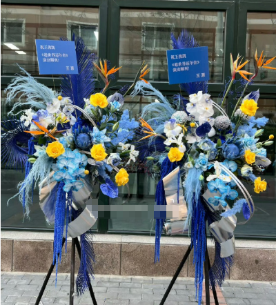 王源儿给小凯话剧送花篮，要求店家往好的搭，要漂亮的蓝、要胖、要大！太爱了！ ​​