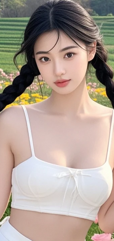 田园阡陌绘诗章，女生倩影韵流芳
