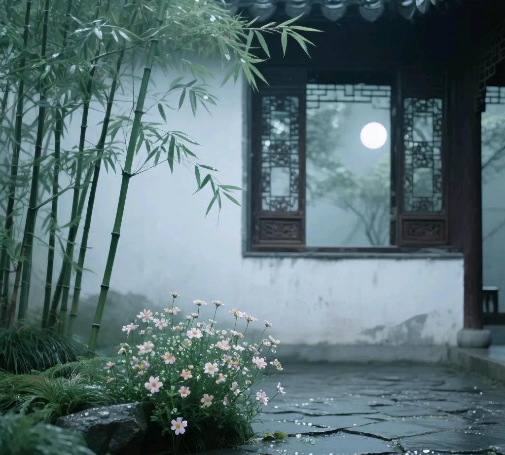 若许岁月绽成花，
人生处处见芳华。
闲摇竹影邀风月，
尾句续写______。
高