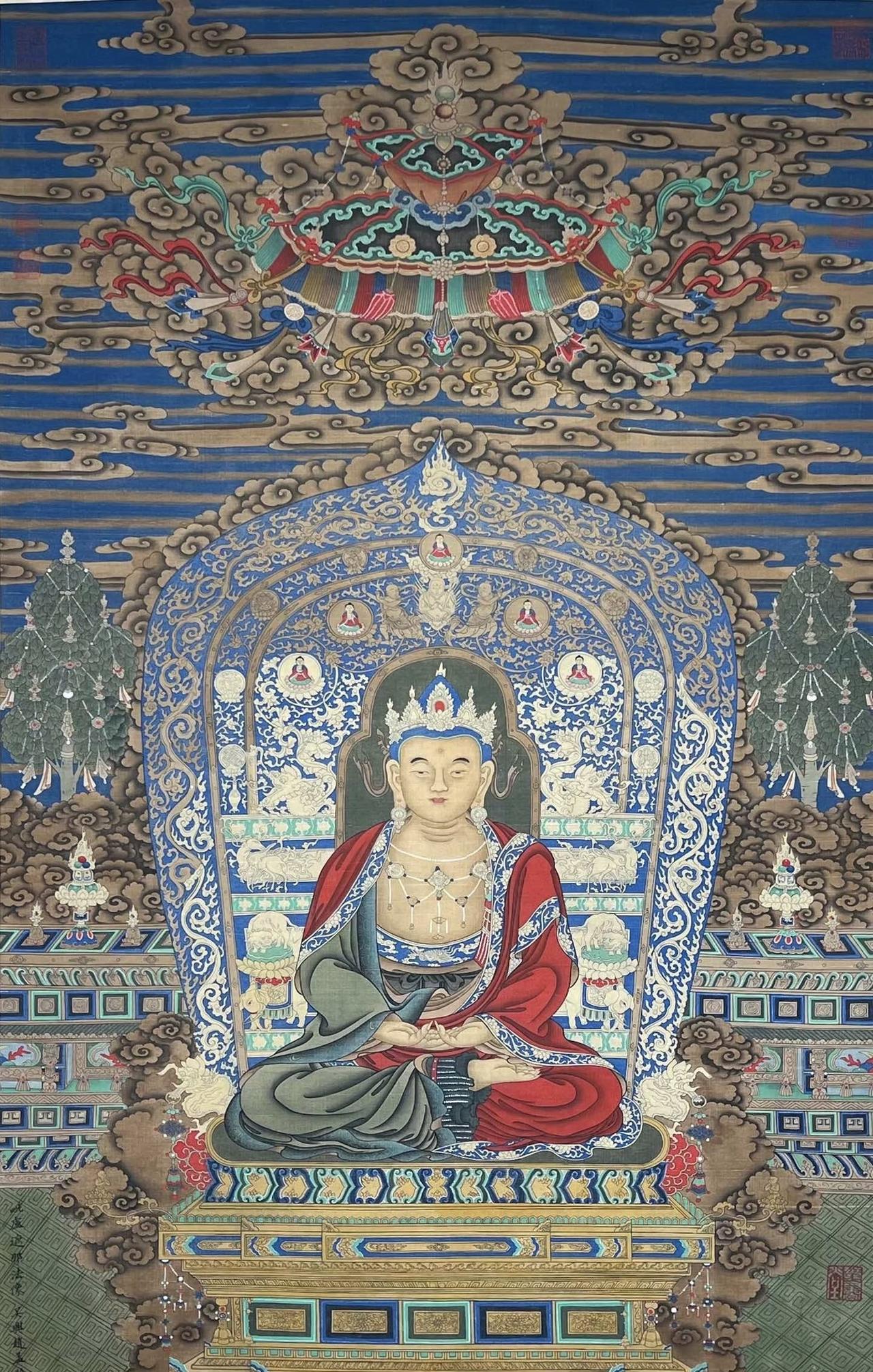 元代赵孟頫精品丝绢
毗卢遮那佛像