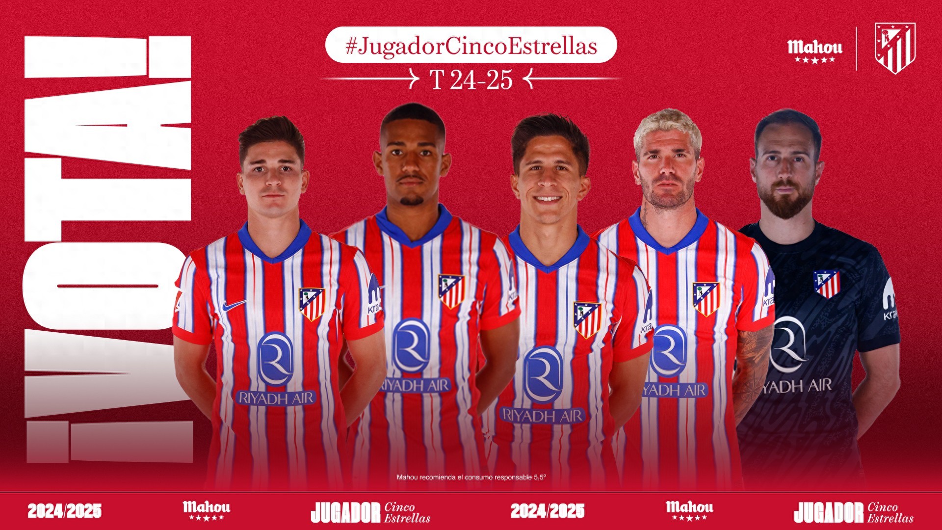 马竞二月最佳球员候选名单揭晓：阿尔瓦雷斯、奥布拉克领衔