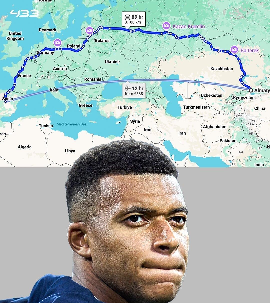 这是不是皇家马德里挑战过的最远客场？距离新疆仅仅只有200km，坐飞机都要坐12