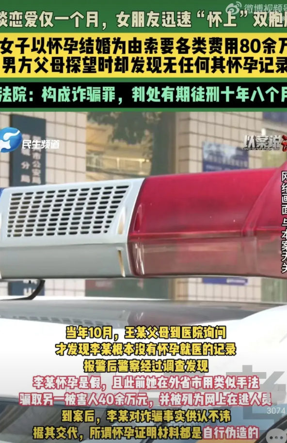 假怀孕骗80万？女子自导自演“双胎戏码”被判十年！

上海的王先生恋爱一个月，女