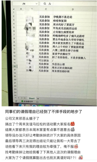 同事们的请假理由