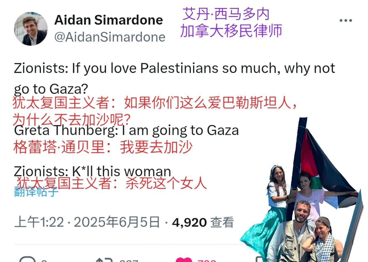 加拿大移民律师艾丹·西马多内发现个有趣的逻辑：环保少女格蕾塔·通贝里在欧洲支持加