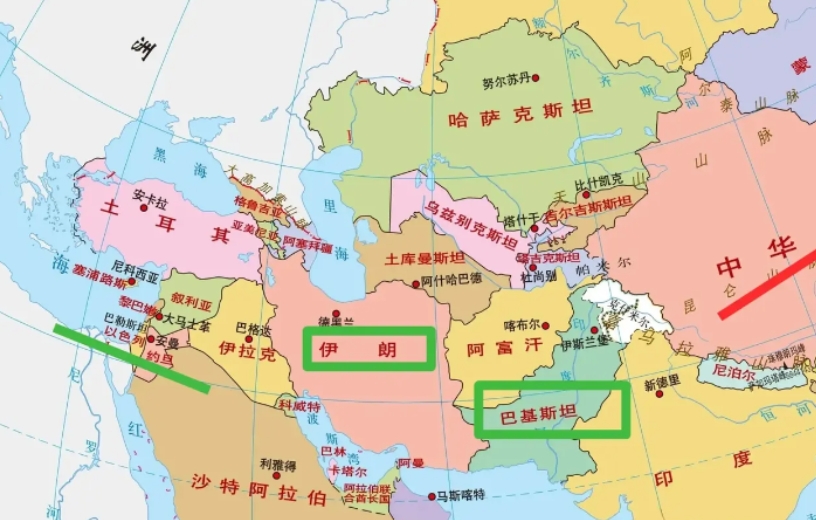 原以为伊朗离我们很远，看了地图才发现，没想到居然这么近，只隔着一个巴基斯坦，难怪