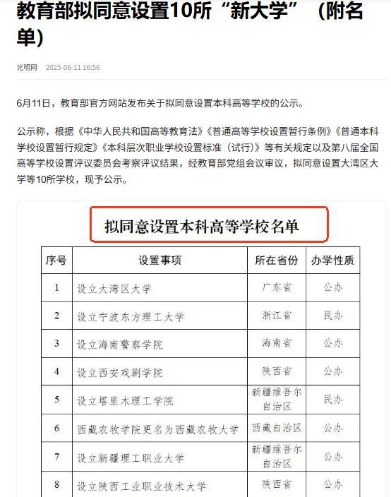 教育部拟同意设置10所高校，背后释放的信号不容忽视！
这个消息需要把时间线拉长去