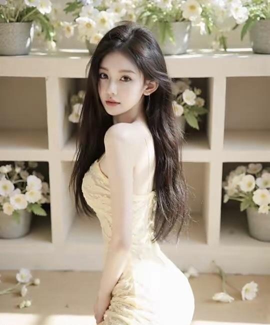 优雅少女，花海中的梦幻瞬间