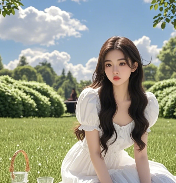 甜系少女眼含秋水 肌肤胜雪如画中走出的仙