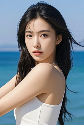 美女望向远方，侧脸轮廓美得像被时光偏爱过！