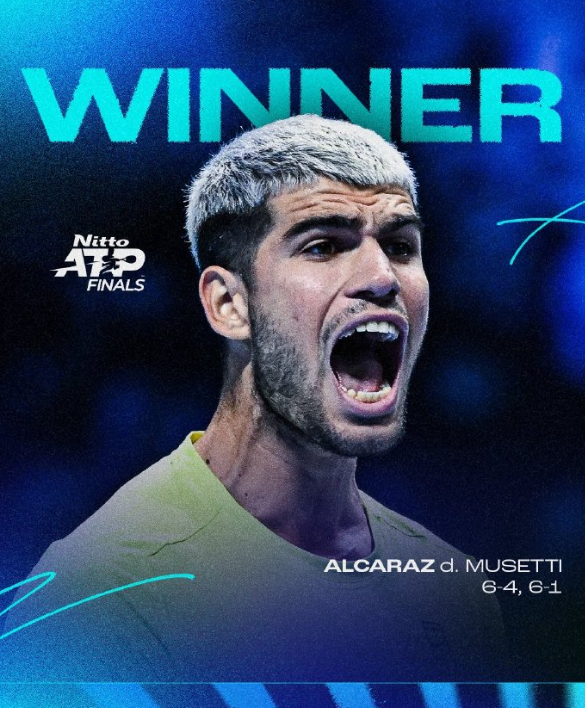 阿尔卡拉斯锁定年终第一
日东ATP总决赛，吉米·康纳斯组，阿尔卡拉斯以6-4 6