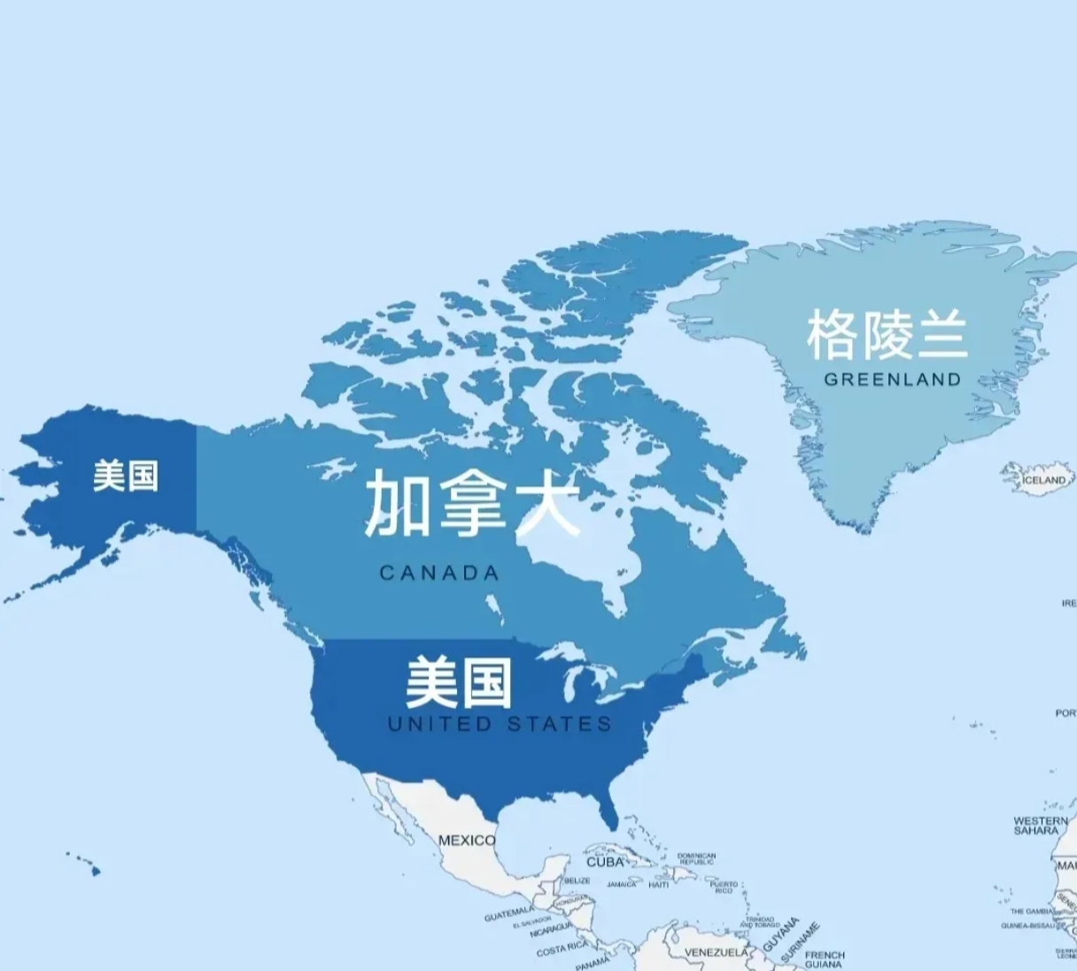 美国为啥要吞并加拿大和格陵兰岛，这一张图就弄明白啦！
“如果我们没有格陵兰岛，我