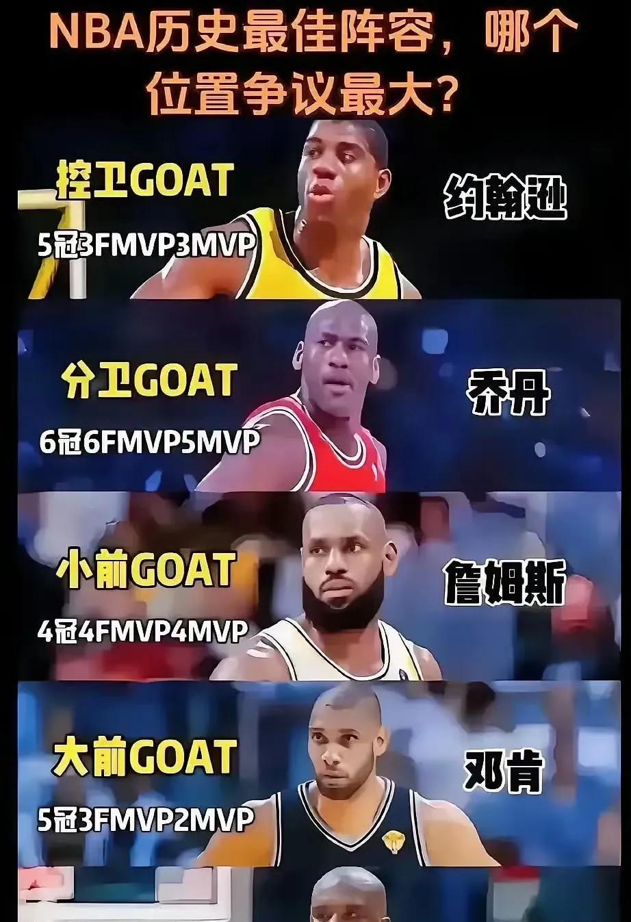 NBA历史最佳阵容，我认为没争议！
每个位置都是最强，哪来的争议？
组织后卫就是