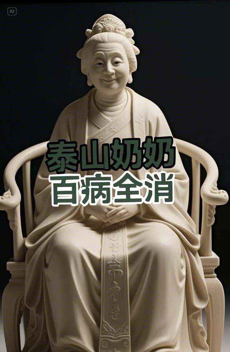 刷到泰山奶奶兆吉祥，全家健康乐逍遥。主动来接福运到，祝你全家“百病消”。奶奶赐福