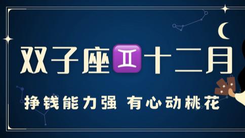 双子座十二月运，挣钱能力强，有心动桃花。