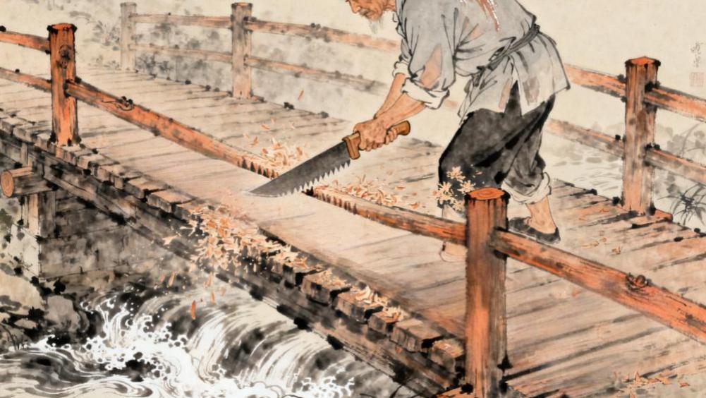 民间故事：守桥人锯了桥板，村民举着锄头要赶他，雨停后却哭着给他送鸡蛋
