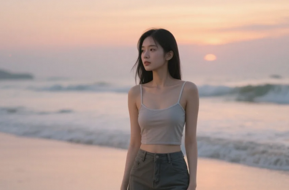 夏日的活力源泉，她站在浪花中的样子太动人