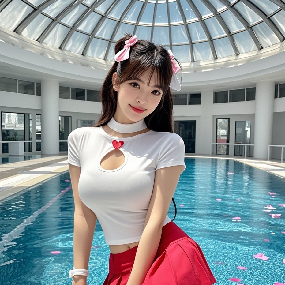 妩媚碧波映衬身姿的泳池写真