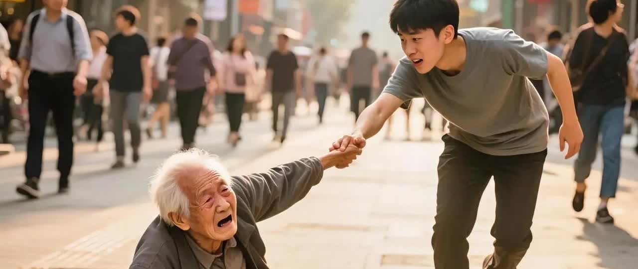 现在的人都是怎么了
看到老人摔倒不敢去扶
甚至报警都要三思
今天走在路上看