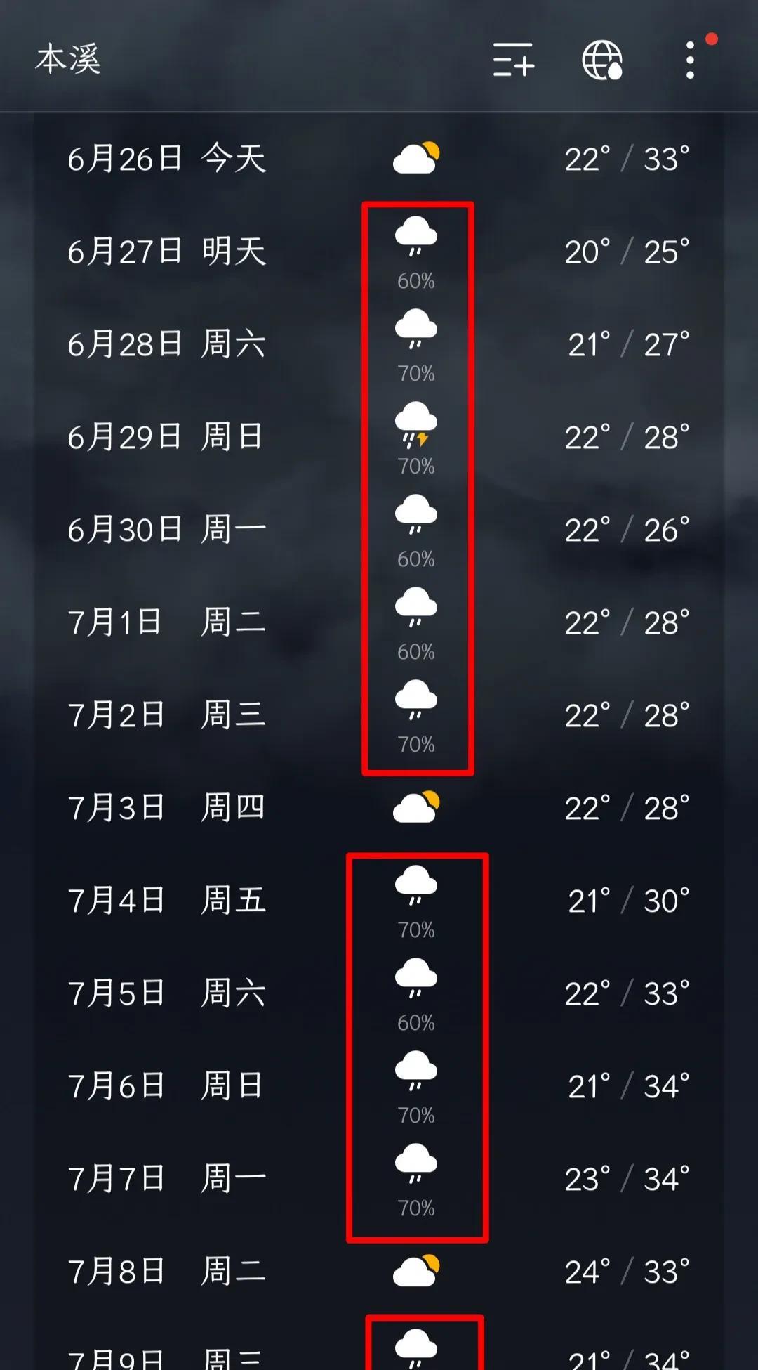 本溪人注意啦！超级连雨天要来，有点吓人了…
看天气预报，本溪从明天27号开始，将