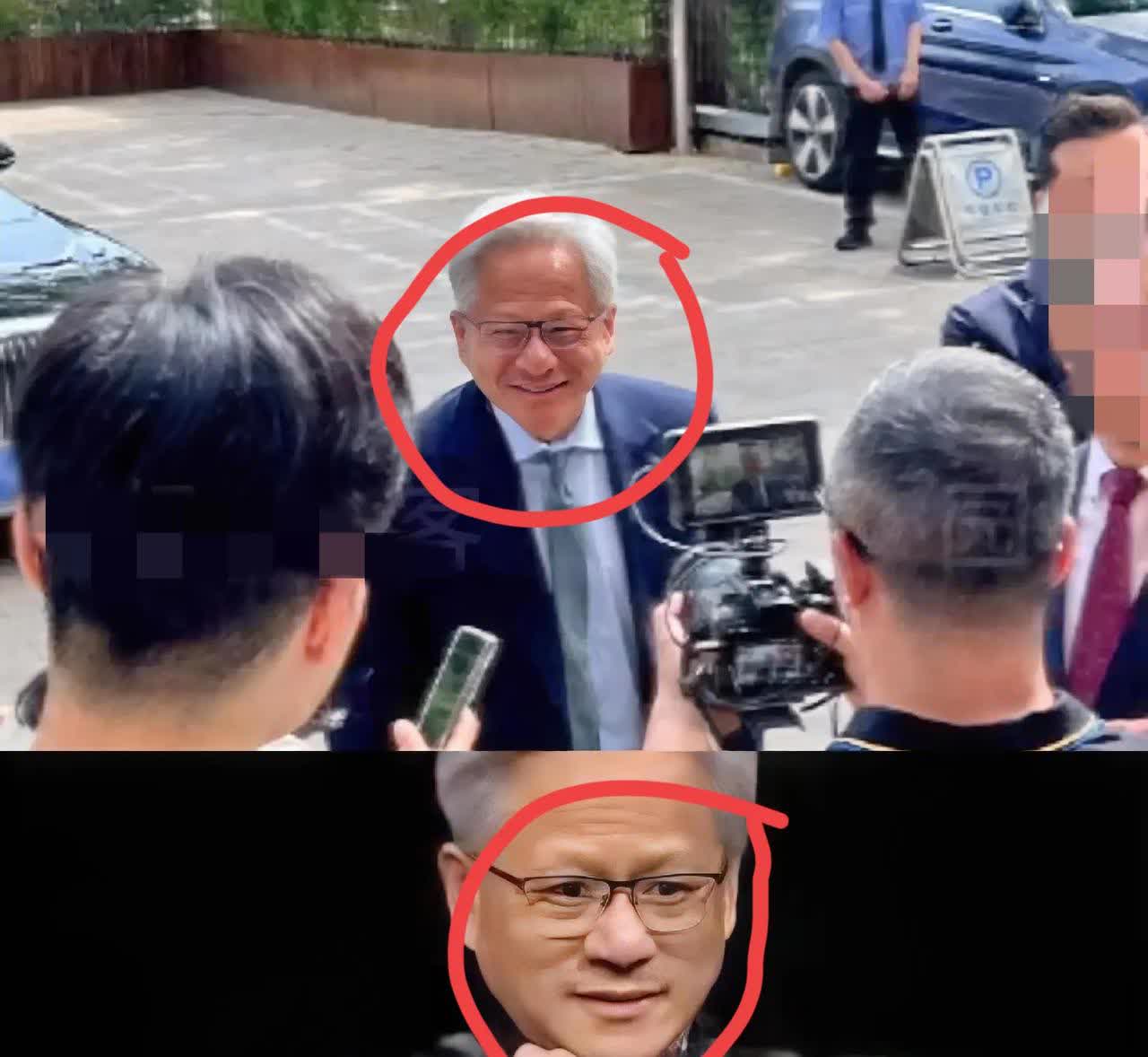 黄仁勋还是害怕了

 不知道大家有没有发现一个小细节

黄仁勋这次过来可