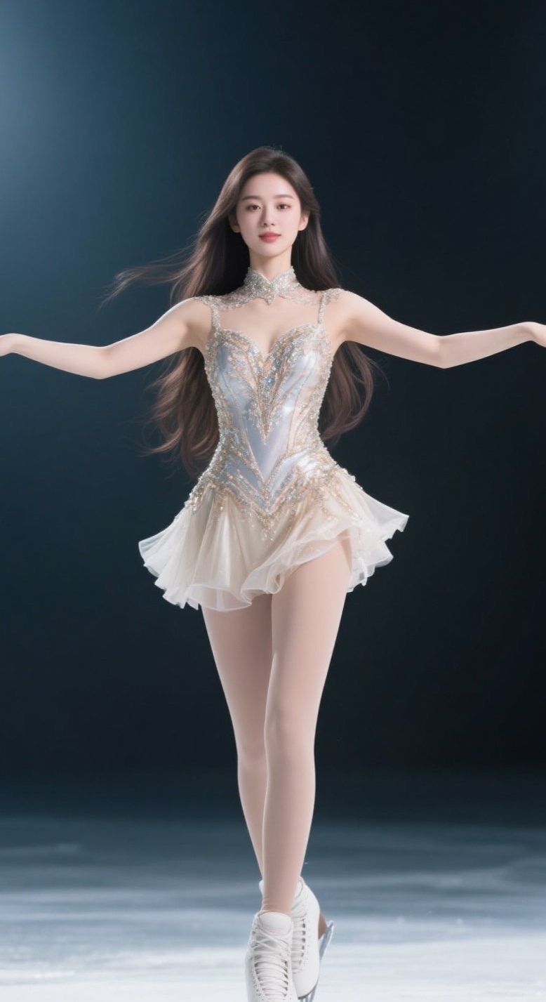 美少女冰上驰骋，活力四射耀人眼
