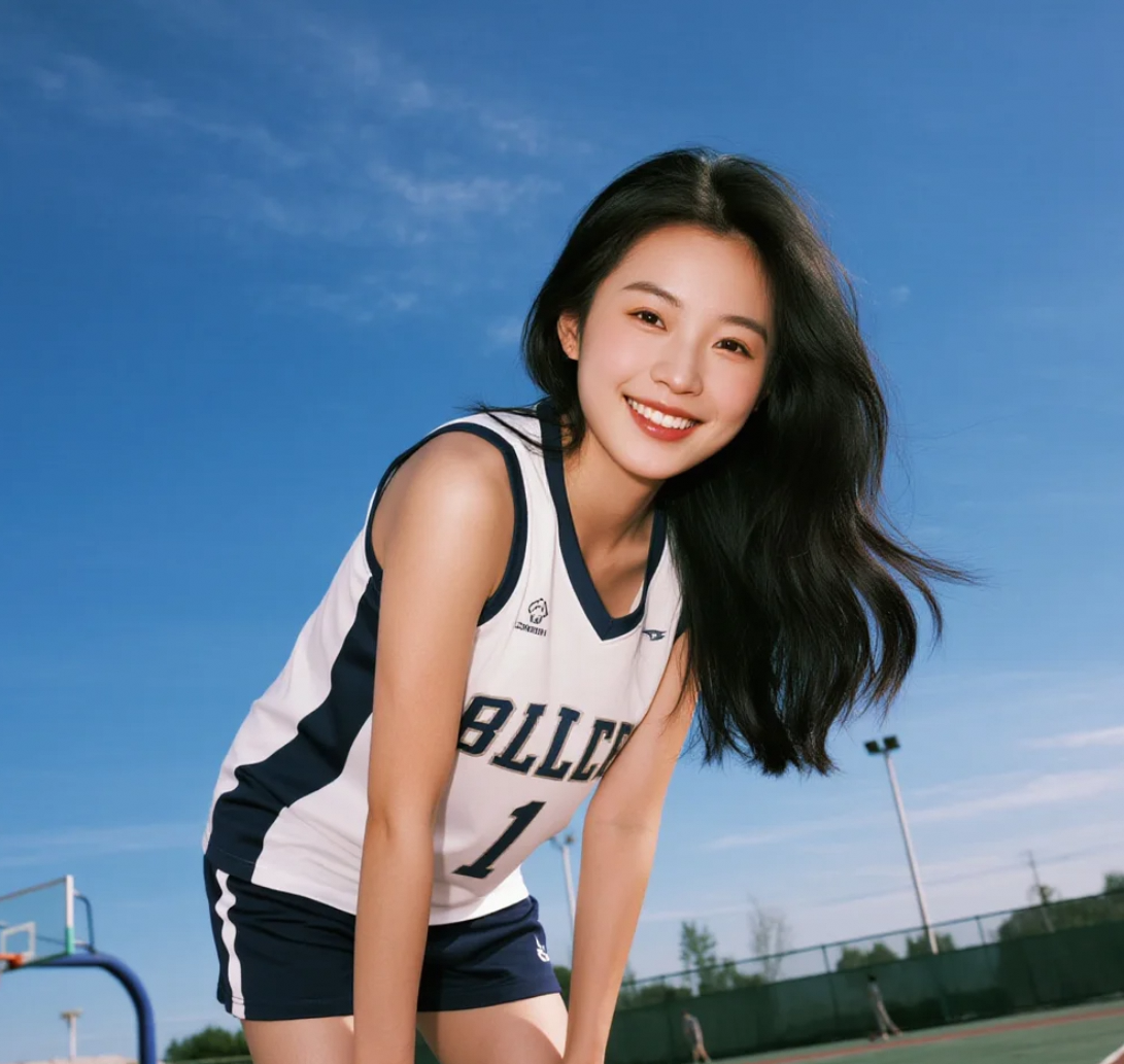 穿着限量版篮球服的她，美得像是杂志封面女郎！
