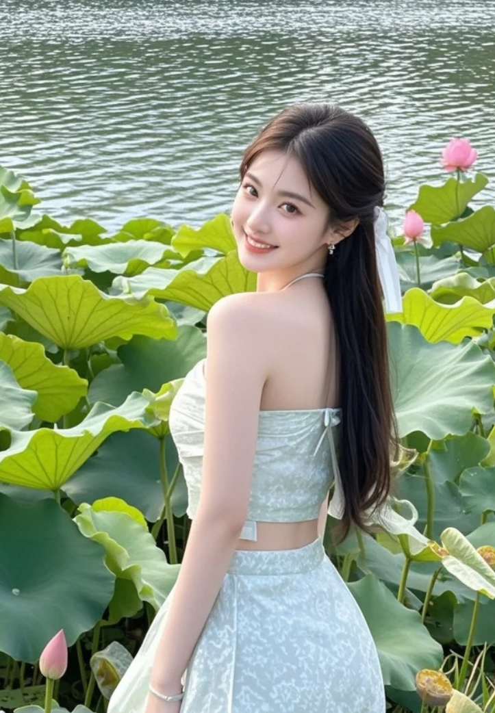 莫道不消魂，帘卷西风，人比黄花瘦？不，她比初绽的荷花更娇艳动人