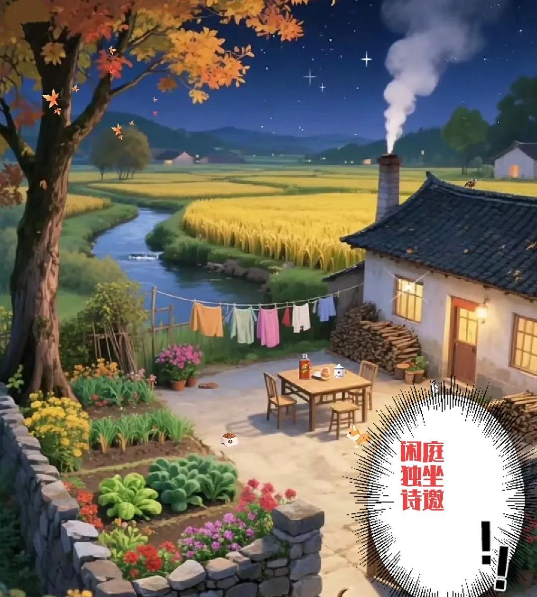 上联：闲庭独坐诗邀月