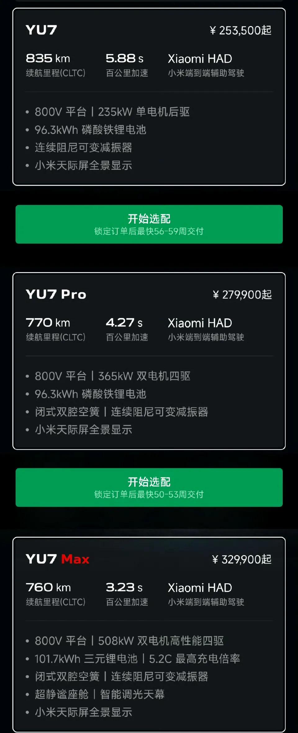 这等的时间也太长了吧！
小米YU7这个产能是真的大问题啊！
小米yu7标准版的等