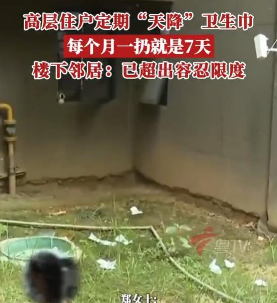7月13日，广西大姐来例假，嫌用过的卫生巾不干净，所以专门趁着半夜，从自家阳台扔