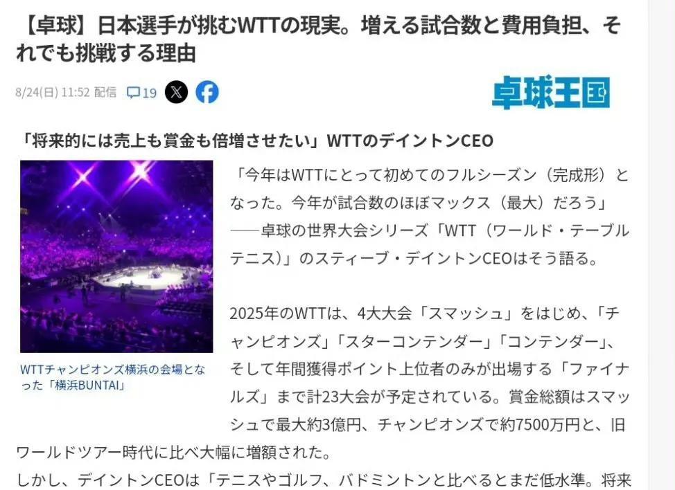【桌球王国】日本选手征战WTT的现实：赛事增多与费用压力下，仍选择挑战的理由，W